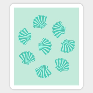 SEASHELLS Scattered Tropical Scallop Clam Shells Undersea Ocean Sea Life in Turquoise and Light Aqua - UnBlink Studio by Jackie Tahara Sticker